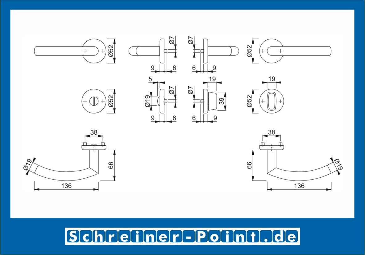 Hoppe Alta Edelstahl Rosettengarnitur F69 E1433Z/17KV/17KVS, 3880816, 3880824, 3880912, 3880832, 3880841, 3880947